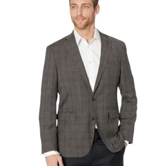 41R JOS A BANK Traveler Men's Blazer SportCoat Jacket Grey Plaid‎ C38